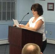 Doreen Reilly represents neighbors at Kingston BOH hearing 1/14/13.Photo Credit: Louise Grabowski
