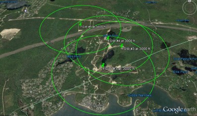 First Generation Wind turbines showing 3000-ft distances